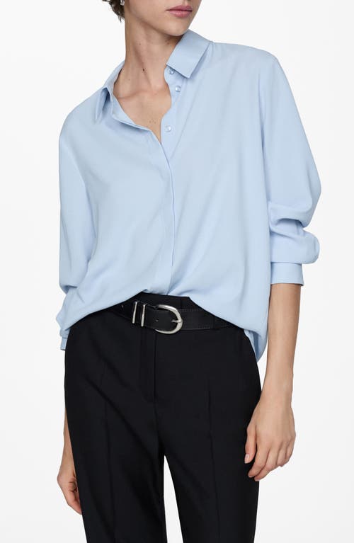 MANGO Fluid Button-Up Shirt in Sky Blue 