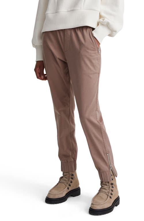 Varley Camino High Waist Zip Hem Stretch Cotton Pants in Fossil