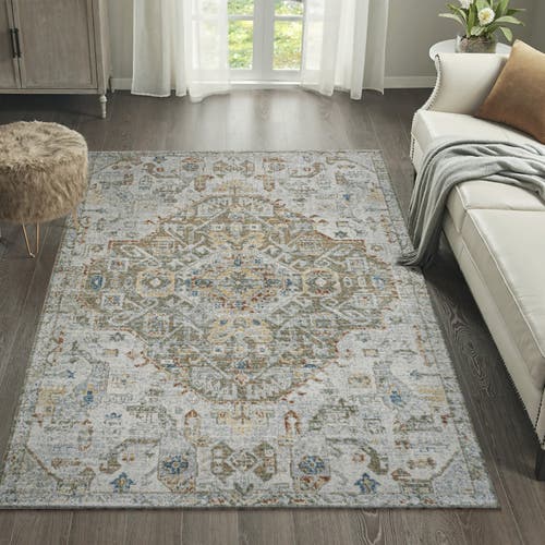 Jonathan Y Shaemus Bohemian Medallion Low-pile Machine-washable Area Rug In Cream/brown/green