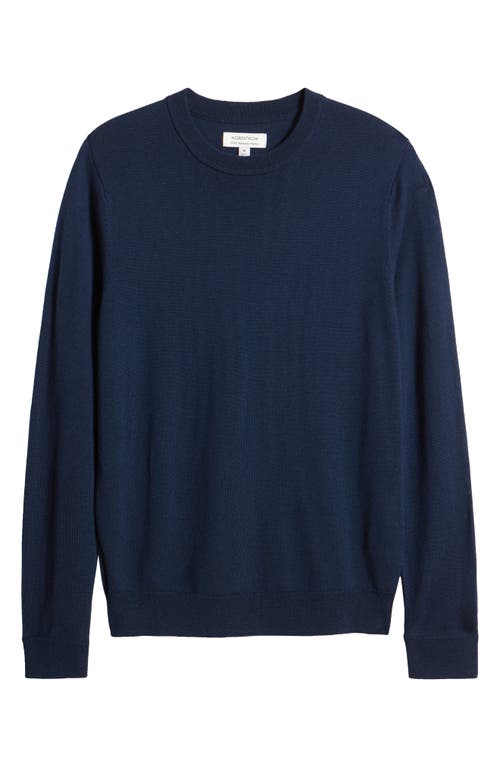 Shop Nordstrom Washable Merino Crewneck Sweater In Navy Blazer