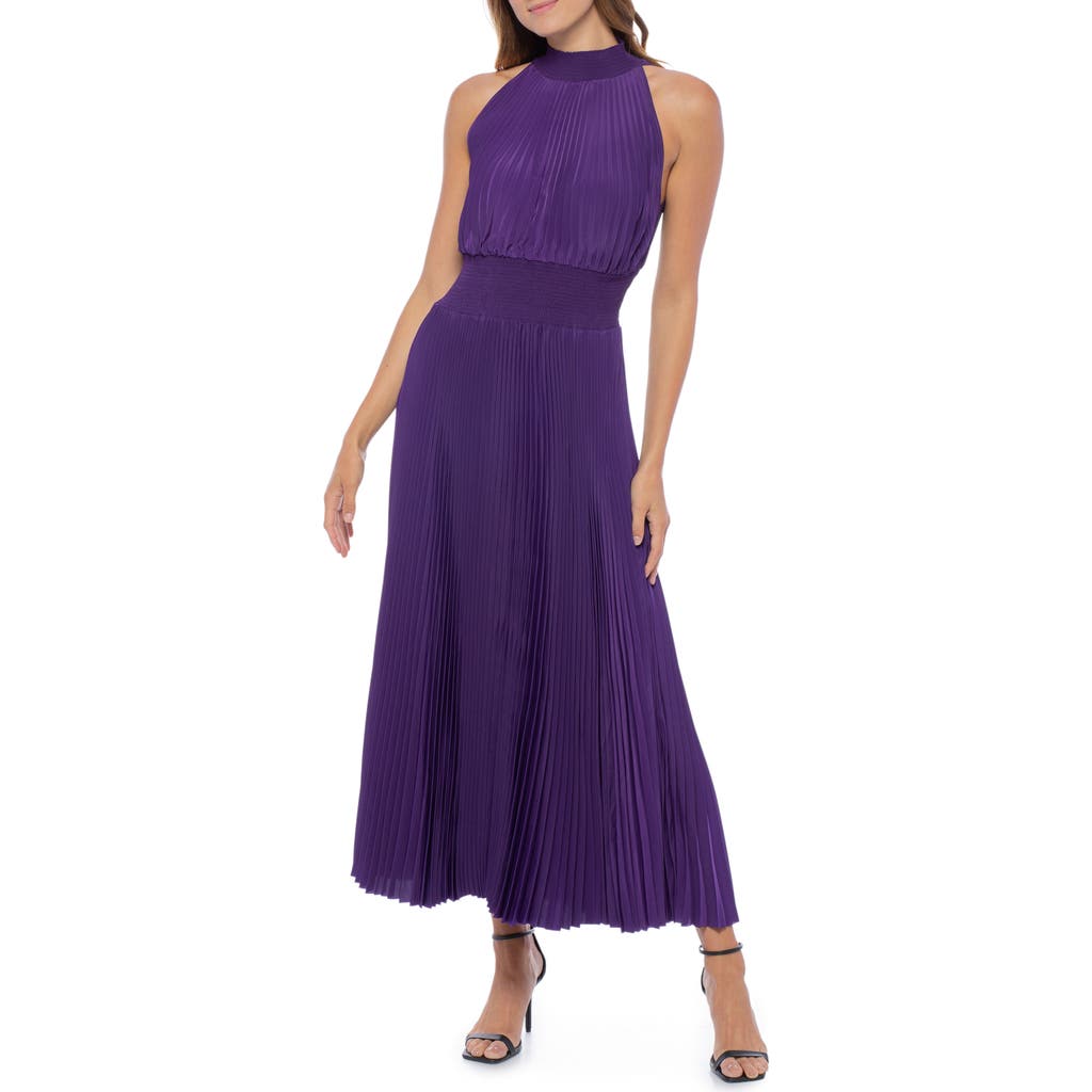 Marina Pleated Midi Dress In Purple