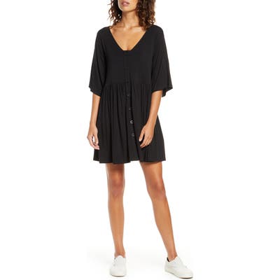 Bb Dakota Button Front Shirtdress, Black
