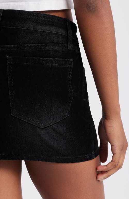 Shop Ptcl Flocked Denim Miniskirt In Black