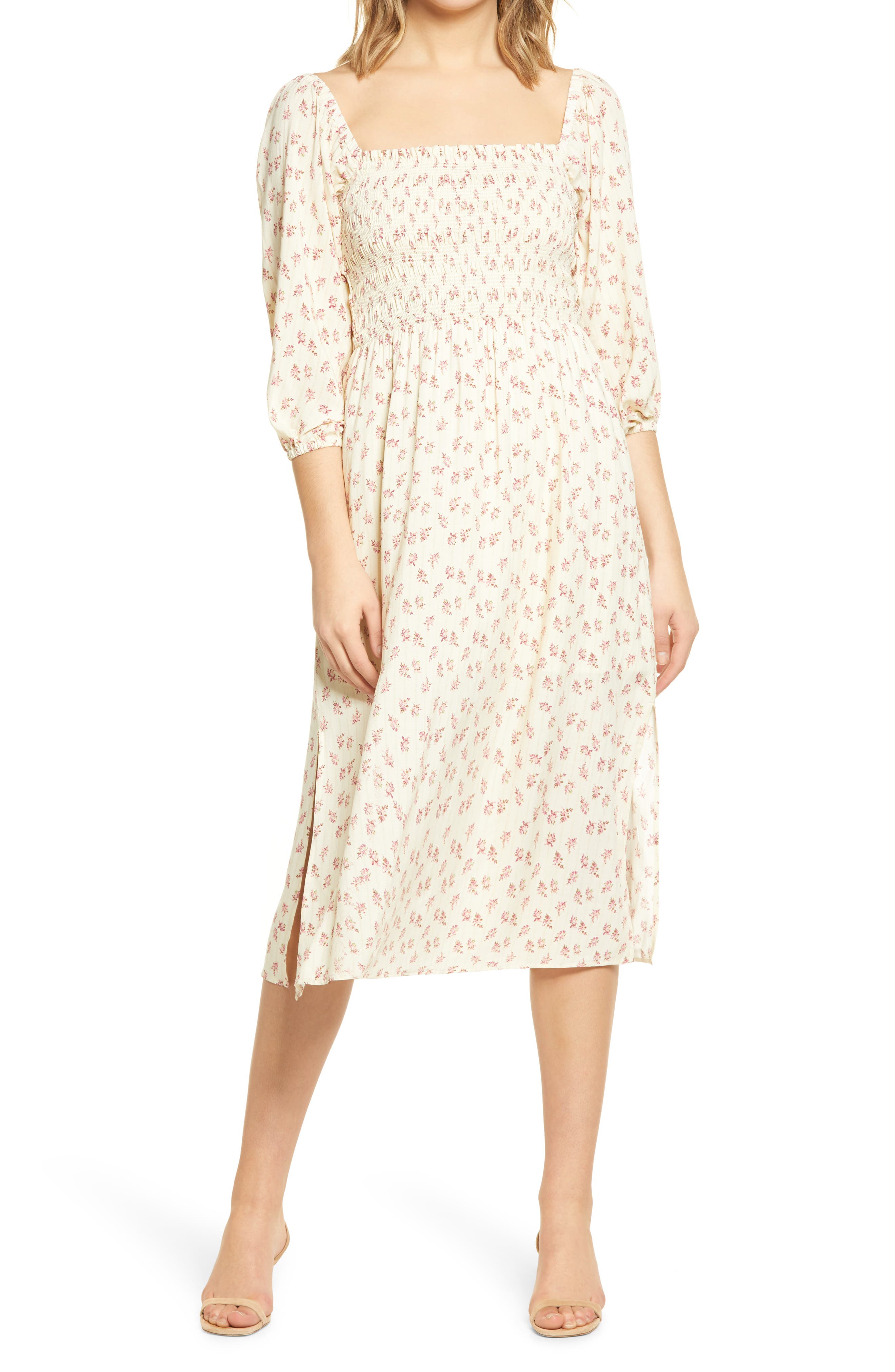 Wayf nevah shop smocked midi dress