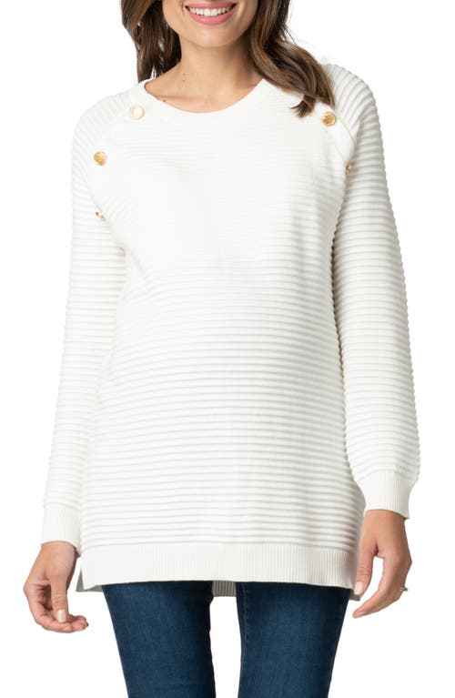 Shop Seraphine Ripple Maternity/nursing Sweater In Open White