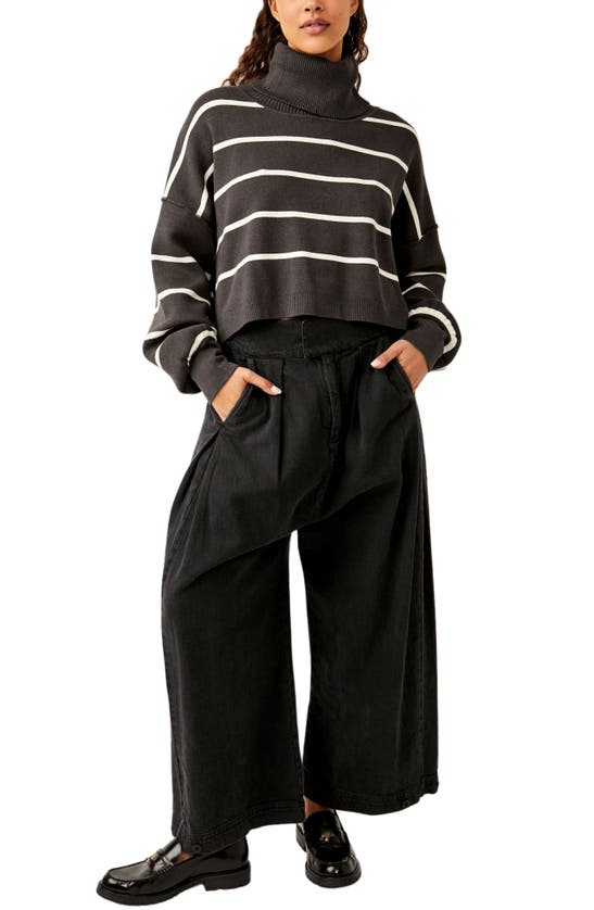 Shop Free People Paulie Stripe Turtleneck Sweater In Smoked Pearl Combo