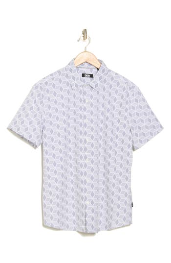 Shop Dkny Sportswear Simon Short Sleeve Button-up Shirt In White