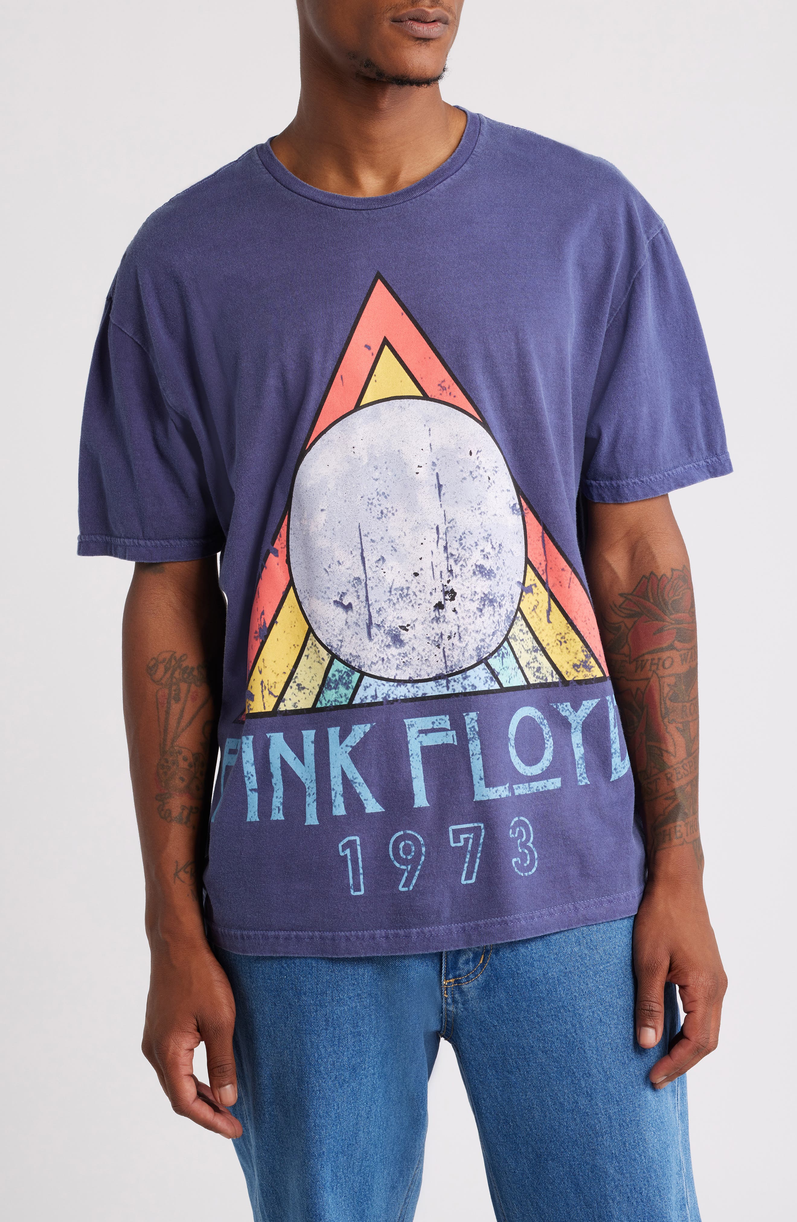 Philcos Pink Floyd Dark Side of the Moon 1973 Cotton Graphic T-Shirt in Blue - Indigo 