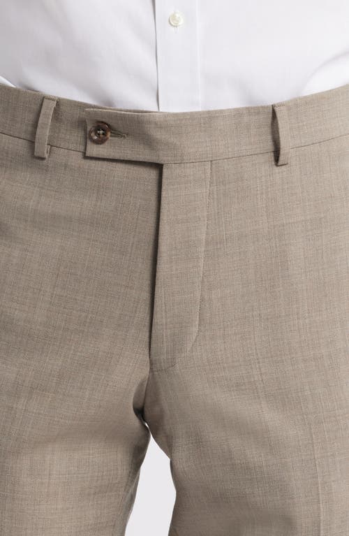 Jack Victor Patrick Flat Front Stretch Wool Dress Pants In Taupe