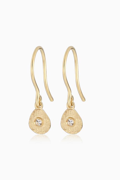 Oradina Women's 14k Yellow Gold White Topaz You're A Gem Drop Earrings In Yellow Gold