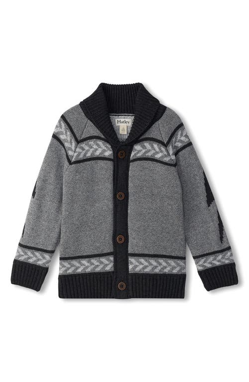 Shop Hatley Kids' Rock 'n' Roll Shawl Collar Cardigan In Grey Melange