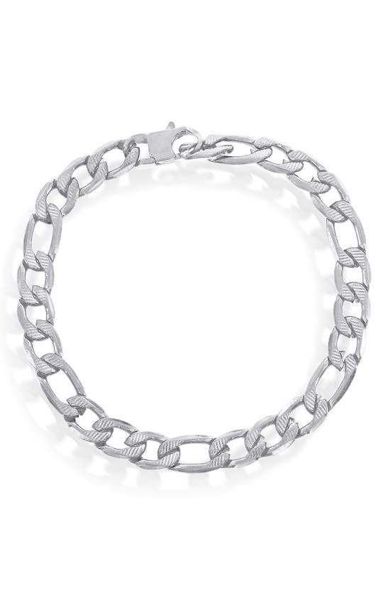 Shop Blackjack Textured 8mm Figaro Chain Bracelet In Silver