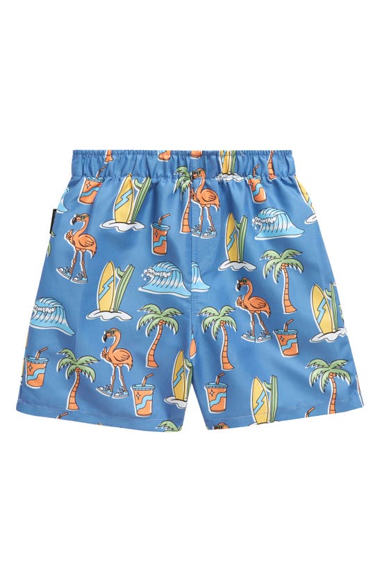 Shop Tiny Tribe Kids' Beach Elements Volley Swim Trunks In Electric Blue