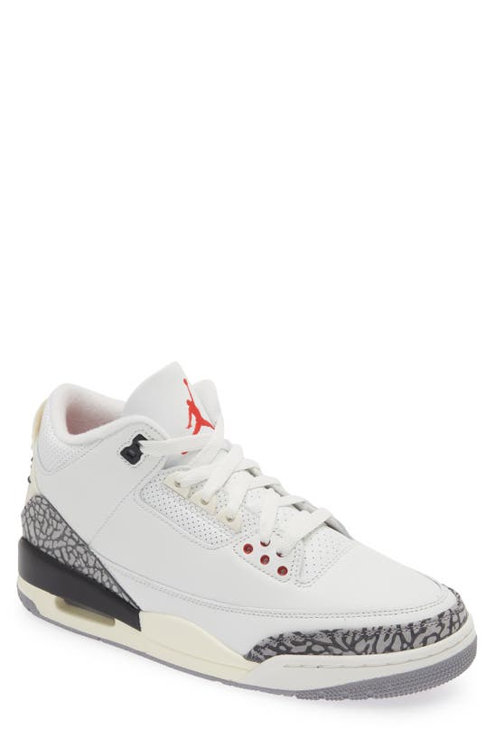 Jordan Air  3 Retro Sneaker In Summit White/ Fire Red/ Black