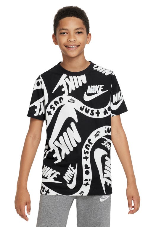 Nike Kids' Sportswear Club Cotton Graphic T-Shirt in Black/White/Wolf Grey at Nordstrom