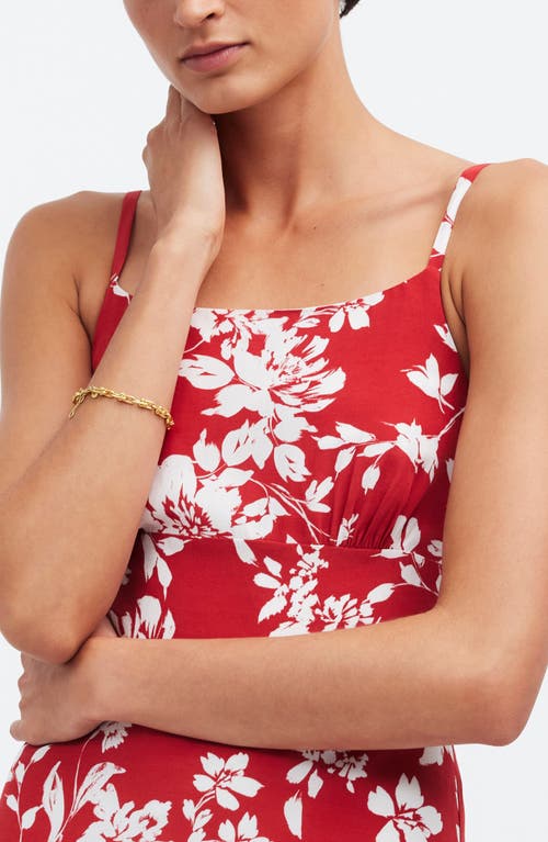 Shop Madewell Floral Square Neck Tank Dress In Exploded Red Floral