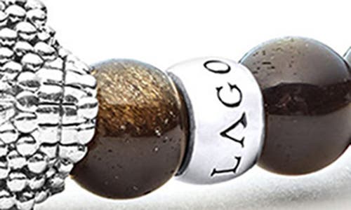 Lagos Anthem Golden Obsidian Skull Stretch Bracelet In Gold Obsidian