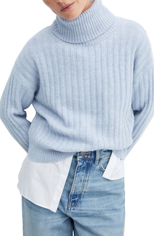 MANGO Rib Turtleneck Sweater in Sky Blue at Nordstrom, Size X-Small
