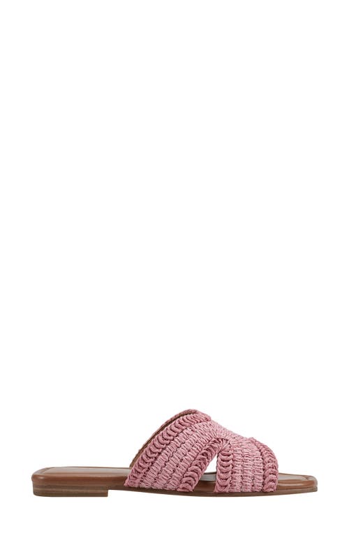 Marc Fisher Ltd Woven Raffia Flat Slide Sandals In Medium Pink 660