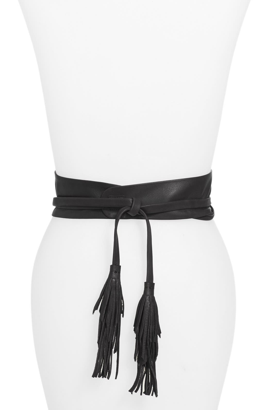 BLow the Belt 'Ana' Leather Tassel Obi Belt Nordstrom