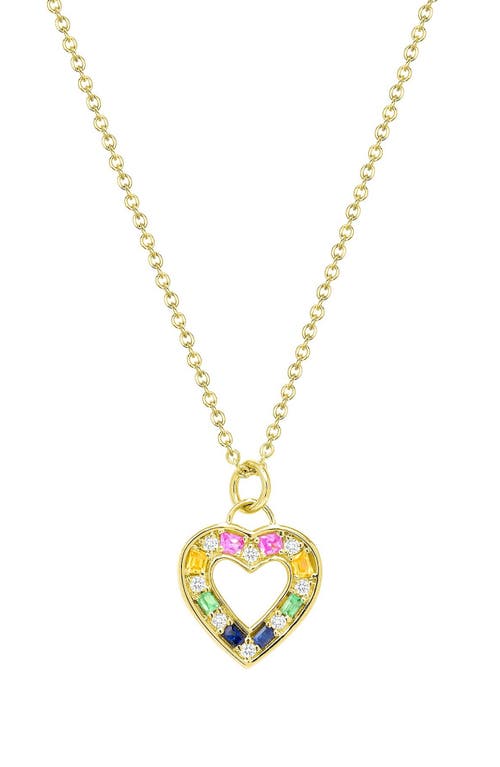 Shop Ron Hami 14k Yellow Gold Multi Sapphire & Diamond Open Heart Pendant Necklace In Gold/diamond