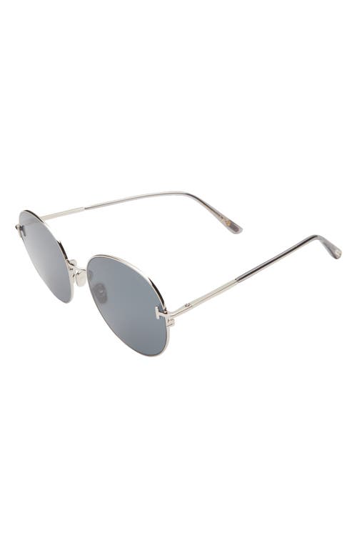 Shop Tom Ford 58mm Round Sunglasses In Shiny Palladium/smoke