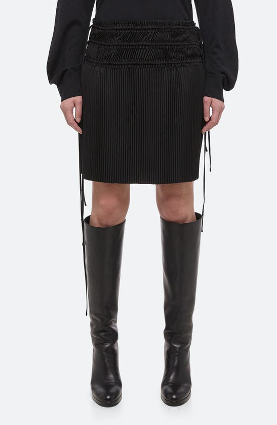 Helmut Lang Pleated Drawstring Waist Skirt In Black