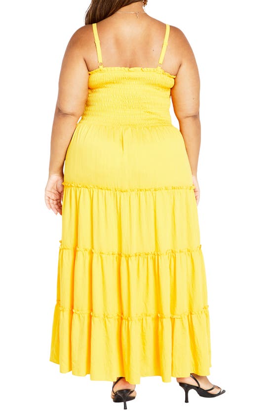 Shop City Chic Alisa Smocked Sleeveless Maxi Dress In Sunshine