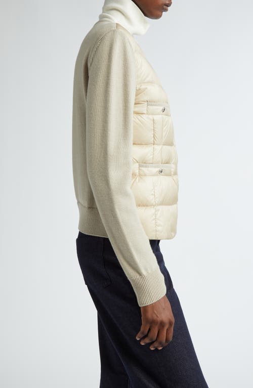 Shop Moncler Mixed Media Down Jacket In Golden Sand