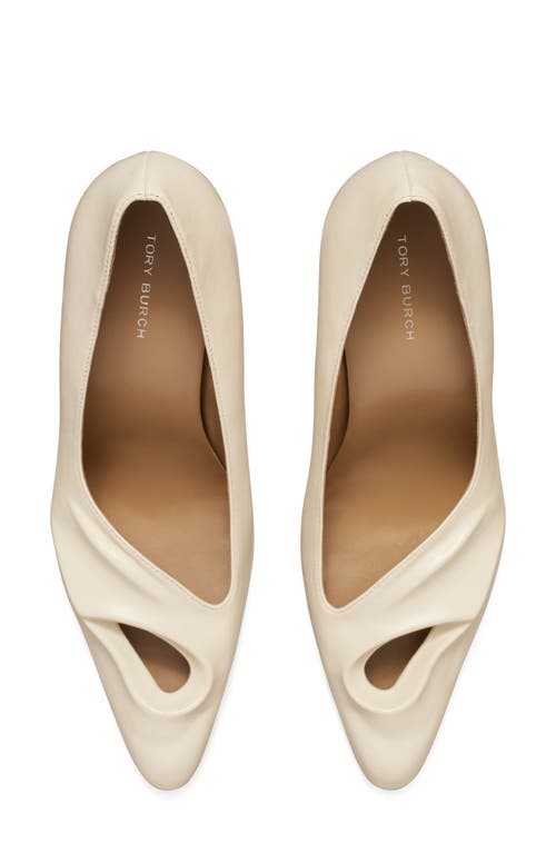 Tory Burch 90mm Sculpted Peep-toe Pumps In Stone Sand