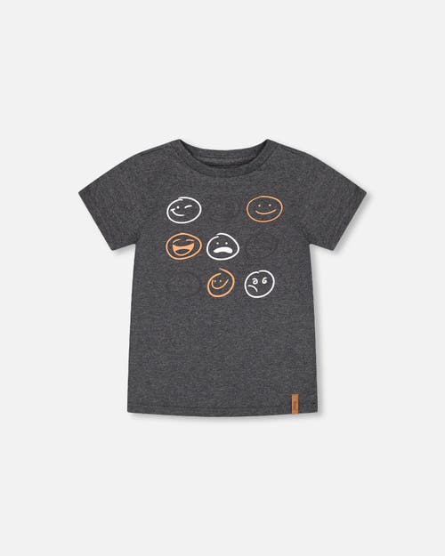 Deux Par Deux Boy's T-Shirt With Print Dark Grey at Nordstrom, Size 7