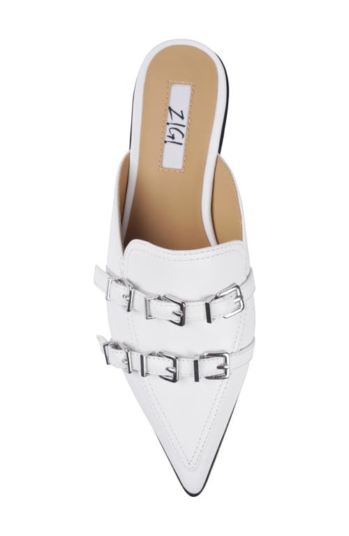 Shop Zigi Roussih Pointed Toe Mule In White Leather