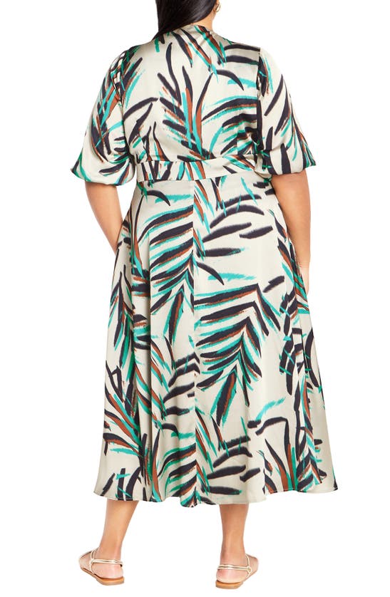 Shop City Chic Leanna Puff Sleeve Maxi Dress In Neon Foliage
