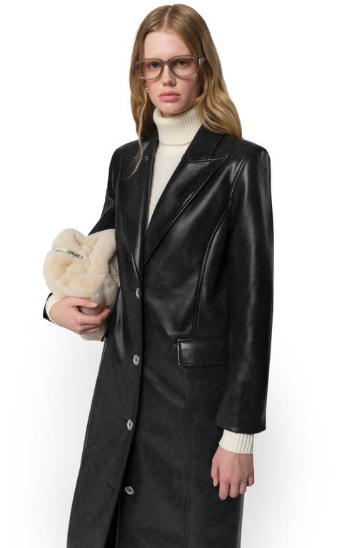 Shop Apparis Lauren Recycled Polyester Faux Leather Overcoat In Noir