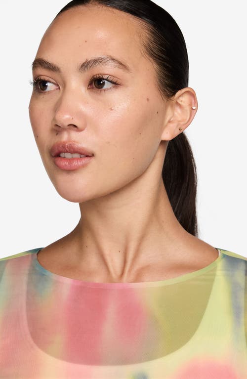 Nike Women's Artist Collection Dri-fit Long-sleeve Sheer Printed Top In Aster Pink/black