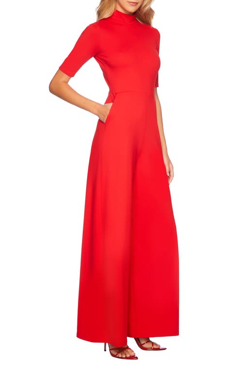 Susana Monaco Mock Neck Wide Leg Jumpsuit In Perfect Red