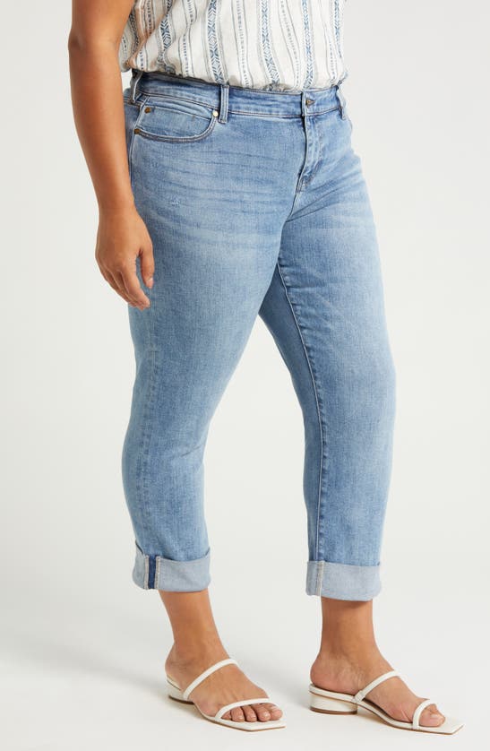 Shop Liverpool Los Angeles Charlie Cuffed Mid Rise Crop Slim Jeans In Marina Vista