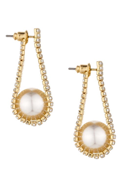 Ettika Pave Crystal & Imitation Pearl Front/Back Earrings in Gold at Nordstrom