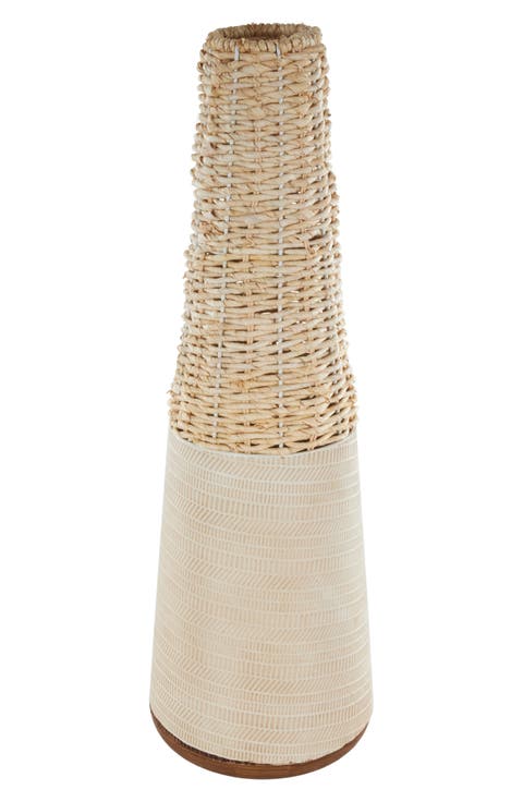 Two-Tone Rattan Vase