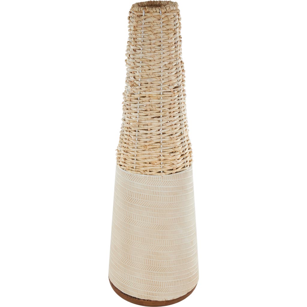 Ginger Birch Studio Two-tone Rattan Vase In Light Brown