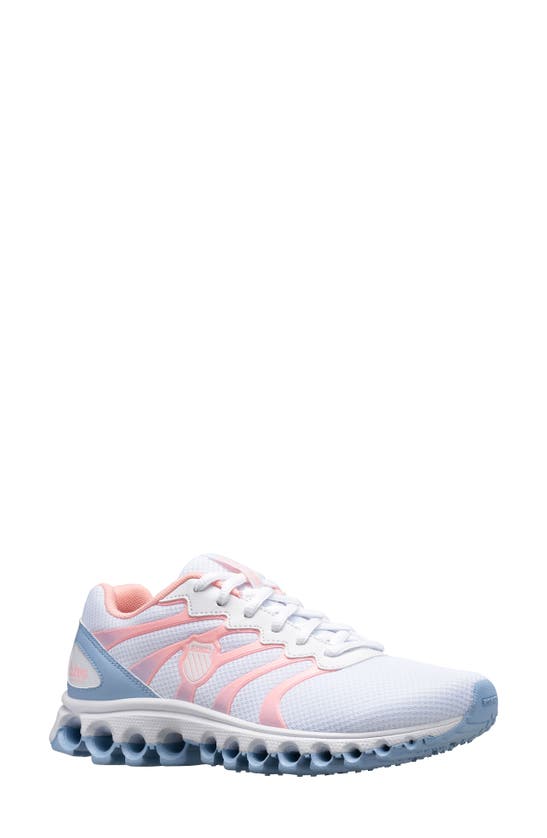 K-swiss Tubes Scorch Athletic Sneaker In Wht/ Chmbry Blue/ Snd Coral