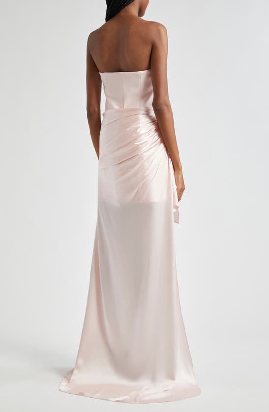 Shop Cinq À Sept Rania Strapless High-low Gown In Icy Pink