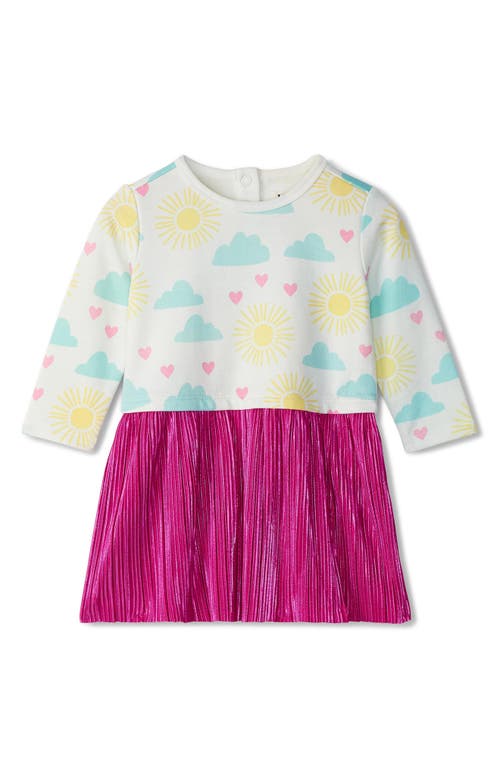 Shop Hatley Happy Skies Mixed Media Sweatshirt Dress In Natural