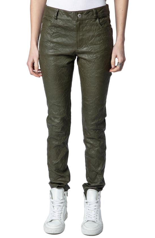 Zadig & Voltaire Textured Leather Pants In Pickle