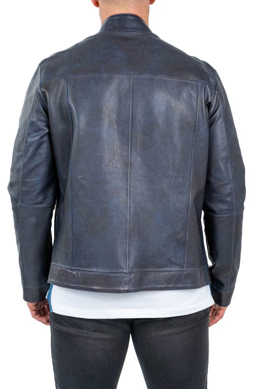 Maceoo Leather & Suede Reversible Jacket In Blue