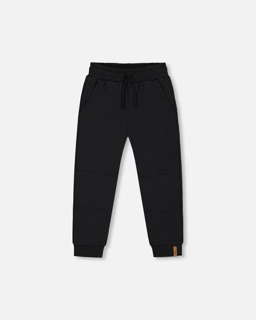 Shop Deux Par Deux Little Boy's Fleece Sweatpants With Pockets Black In Anthracite