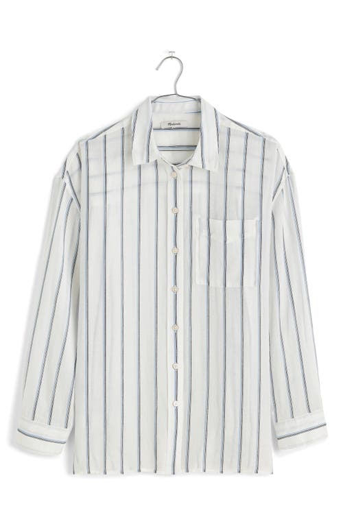 The Oversized Stripe Button-Up Shirt in Celeste