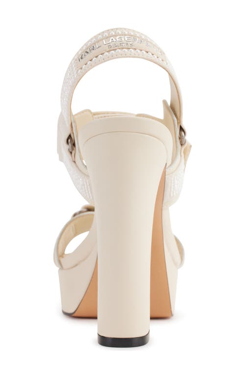 Karl Lagerfeld Alessia Faux Pearl Platform Sandal In Warm Mist/white