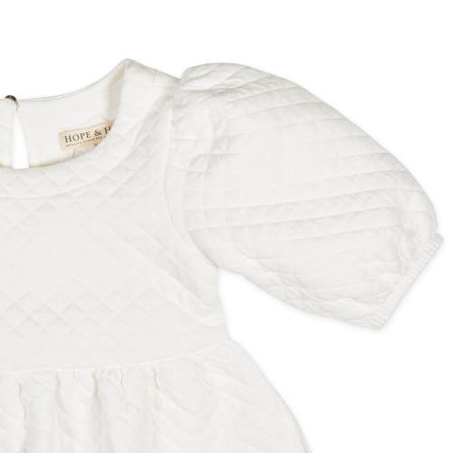 Hope & Henry Girls' Quilted Puff Sleeve Dress, Toddler In Soft White Quilted