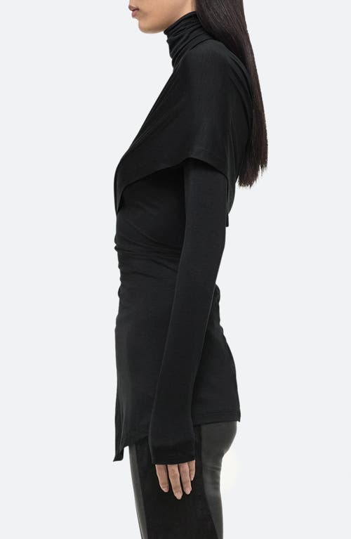 Shop Helmut Lang Protection Draped Asymmetric Turtleneck Top In Black